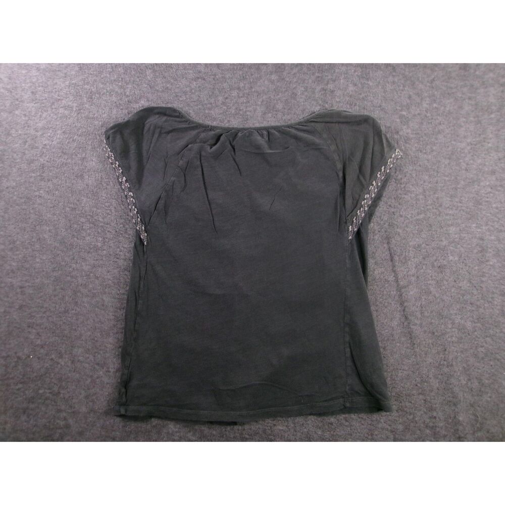 American Eagle Top Women Small Dark Grey Casual Embroidered Relaxed Boho - Picture 8 of 9